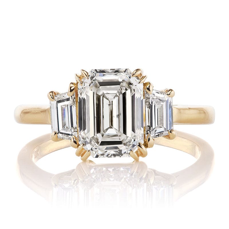 1.70 Carat Emerald Cut Ring with Trapezoid Side Stones