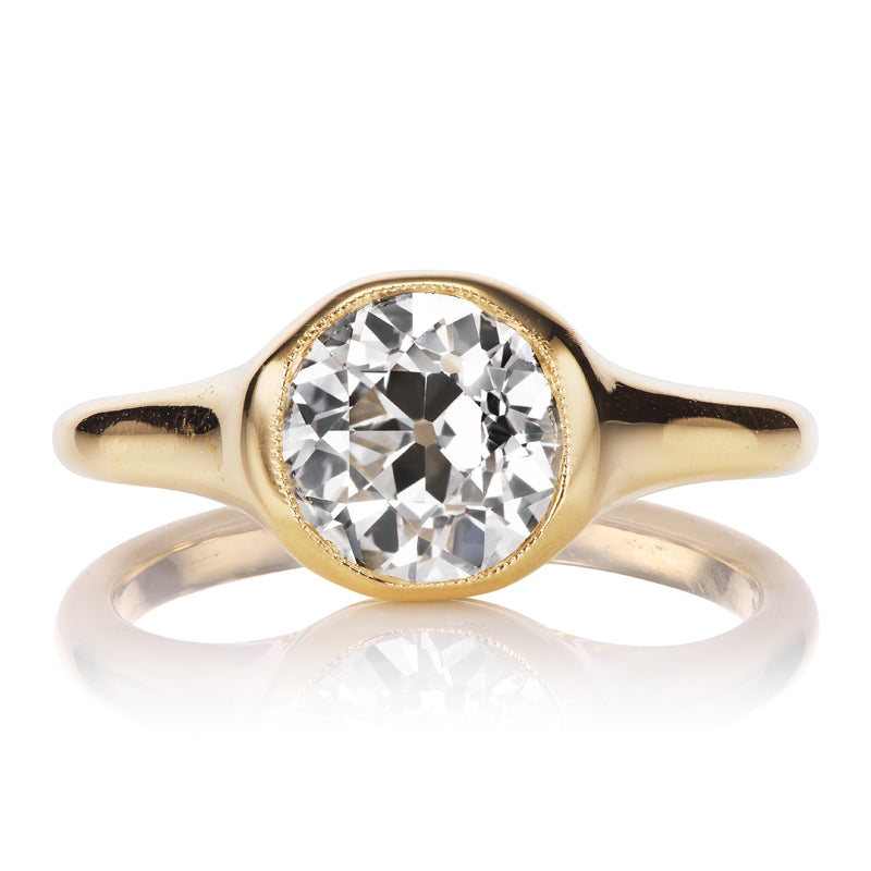 1.41 Carat Old European Cut Diamond in Chunky Gold Bezel Setting