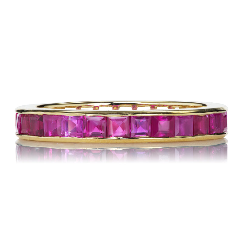 Carré Cut Diamond and Ruby Eternity Band