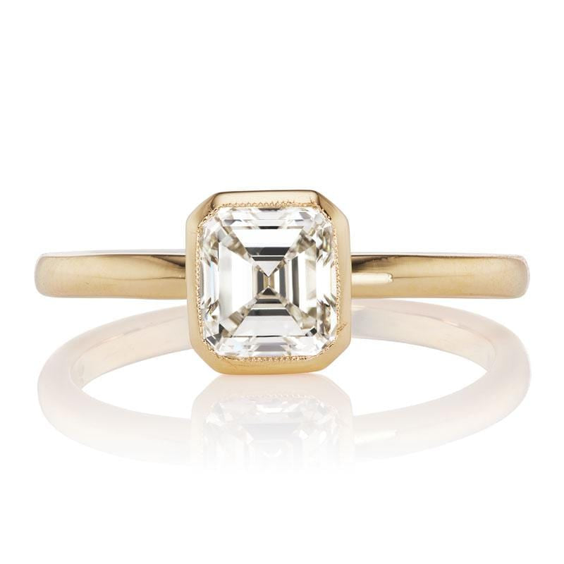 Gold Bezel Set Emerald Cut Diamond Ring