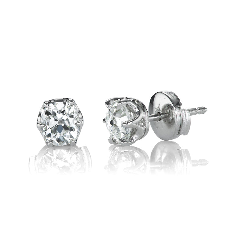 Platinum Old Mine Cut Diamond Studs