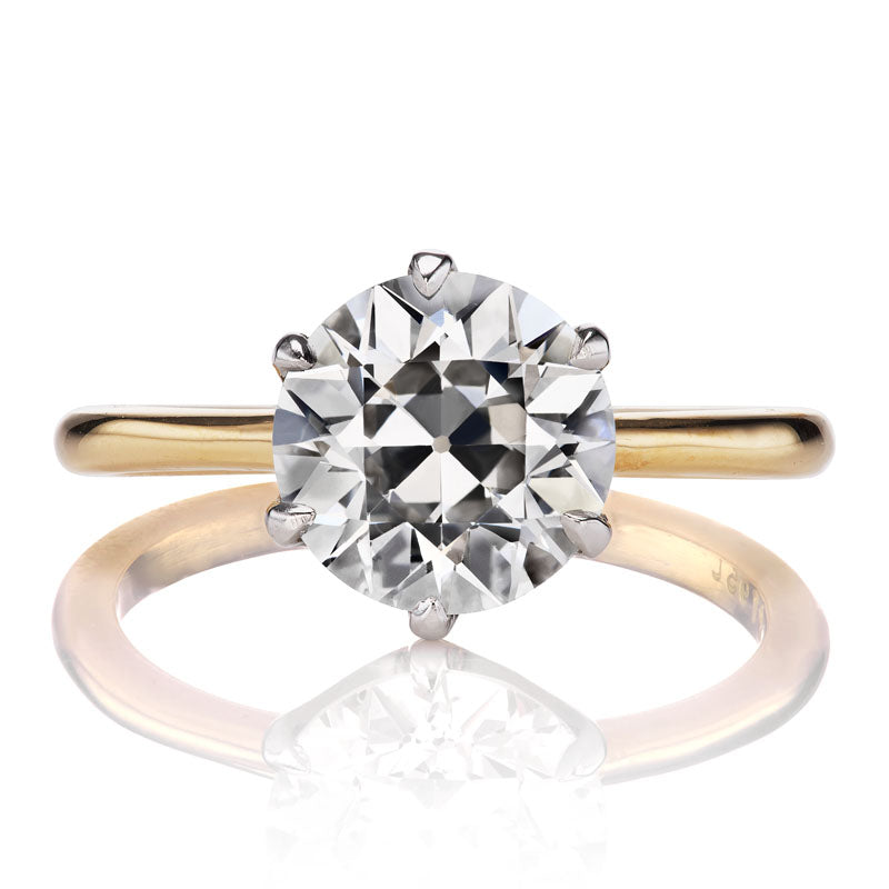 Bright 2.63 ct Old European Cut Diamond in Two-Tone Setting