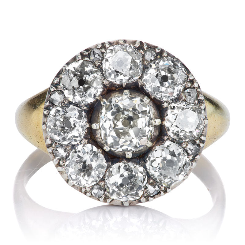 Antique Old Mine Cut Diamond Cluster Ring